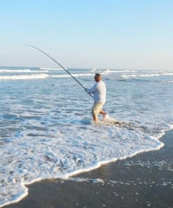 fishing from the beach
