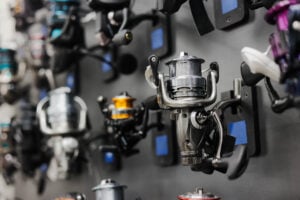 A Fishing Gear Distributor Store Wall With Products